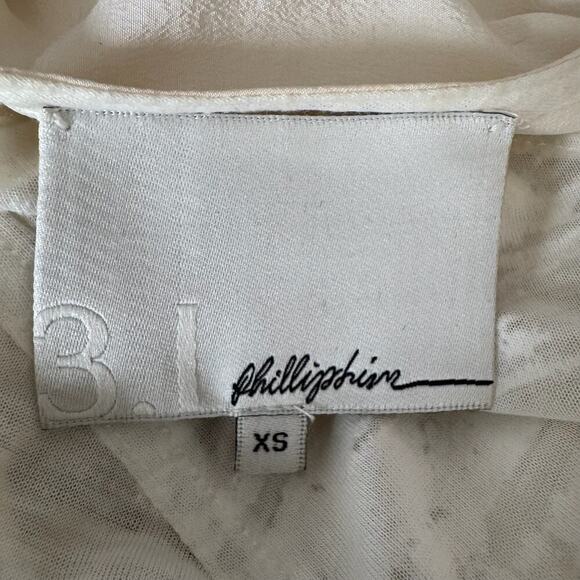 3.1 PHILLIP LIM Sheer Abstract Burnout Ivory Print Long Sleeve Midi Shirt Dress - Picture 7 of 8